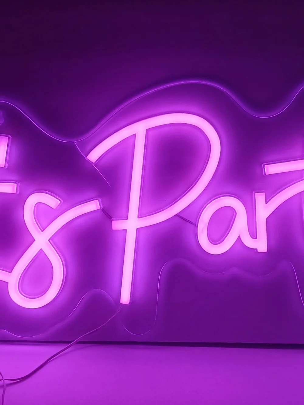 Purple Neon 'Lets Party' Wall Sign - Home Party Supplies